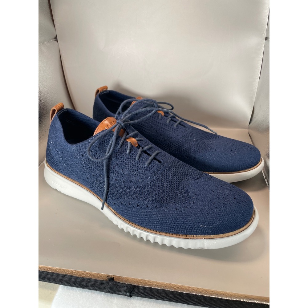Cole Haan Zerogrand Stitchlite Navy Blue Knit Oxford Shoes C27569 Mens 13 M - Picture 2 of 6